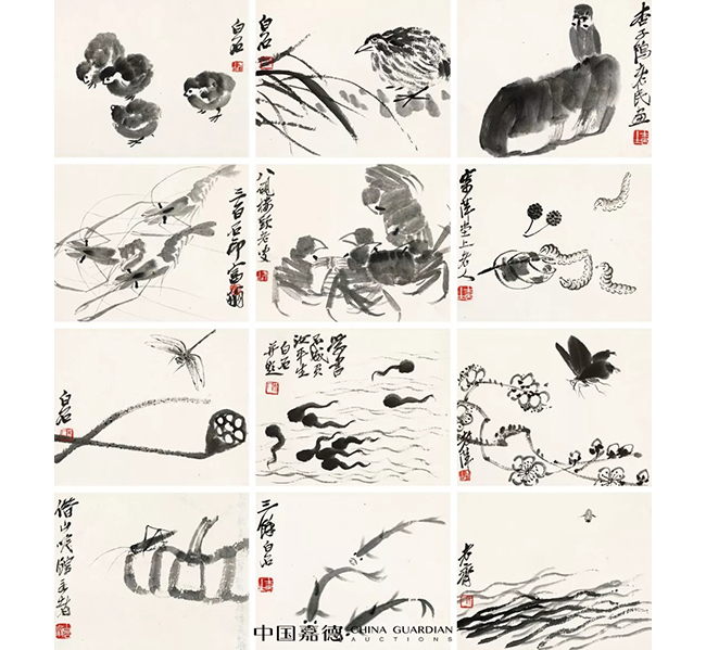 中國(guó)嘉德2019春拍精品導(dǎo)覽 | 寶姬存玩——齊白石致胡寶珠墨筆花鳥(niǎo)冊(cè)